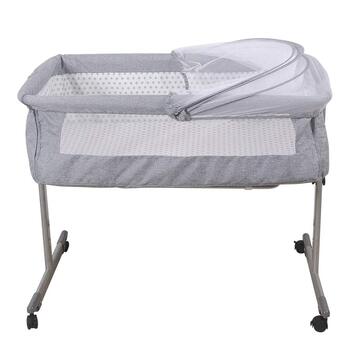Дитяча колиска LANTUS, люлька, дорожнє ліжечко, складне дитяче ліжечко, бічне ліжко, колиска-гойдалка з функцією гойдання, включаючи москітну сітку, матрац та сумку (96 * 57 * 77 см (сіра))