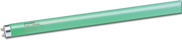 Зелена люмінесцентна лампа SYLVANIA T8, цоколь G13, 36 Вт/3140 люмен, термін служби 10000 год, лінійна форма, діаметр 26 мм, довжина 1200 мм, зелена лампа, регулювання яскравості, упаковка з