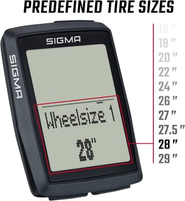 Велокомп'ютер SIGMA BC 14.0 WR, 1.22 дюйма, Дротовий/Барометричний, Пластик, Чорний