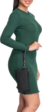 Греція вінтажний клатч з натуральної шкіри для жінок. Знімний ремінець на зап'ястя та захист від RFID. Чорний колір.