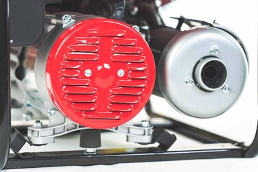 Бензиновий генератор Генератор потужністю 3000 Вт BS3500 Аварійний генератор з AVR та захистом від перевантаження 4-тактний 6,57 к.с. Ручний стартер 2 розетки 230 В / 1 розетка 12 В (червона, BS3500) Червона BS3500