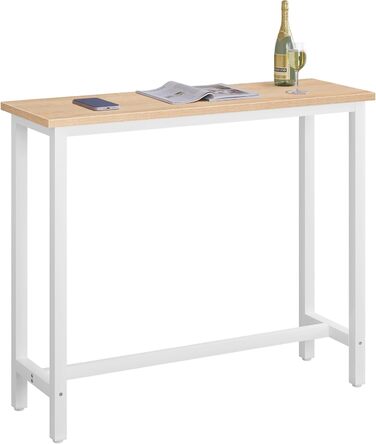 Барний стіл, стіл для бістро, стіл для роботи стоячи, обідній стіл, металевий каркас, стільниця з МДФ, світлий дуб, 120x100x40 см (ШxВxГ) Світлий дуб 120x40x100 см