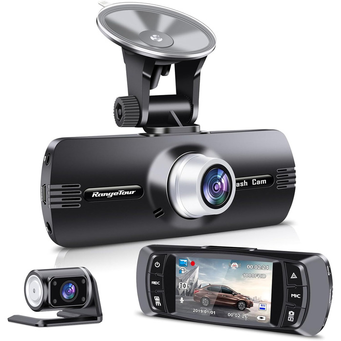 Відеореєстратор автомобільний передній задній, 2.7 екран 1080P FHD автомобільний відеореєстратор відеореєстратор передня камера 17