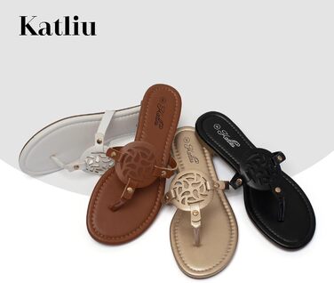 Жіночі літні шльопанці katliu, елегантні сандалі-стрінги для пляжу та міста, легкі, зручні, модні сандалі, розміри 36-42 (EU 42), коричневі