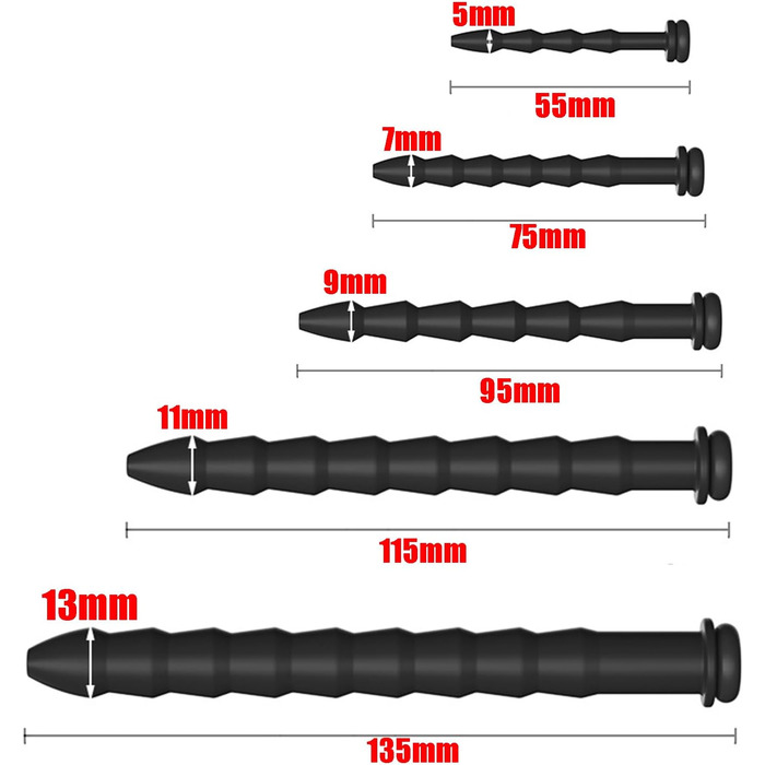 Набір силіконових уретральних дилататорів Sadodo, для чоловіків, стимуляція простати та мастурбація, 5 шт.