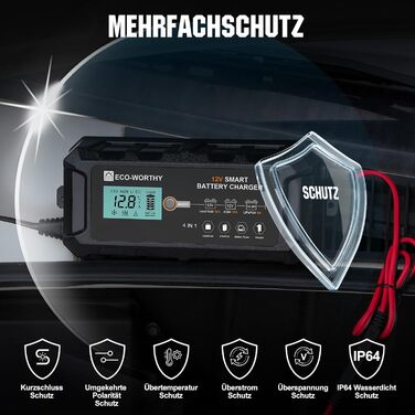 Автомобільний зарядний пристрій LiFePO4 зарядний пристрій 12В з активацією літієвої батареї для автомобіля вантажівки мотоцикла га