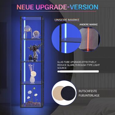 Книжкова полиця зі світлодіодним освітленням, 5-ярусний торшер з полицею, дерев&39яний торшер для вітальні з додатком та пультом дистанційного керування, кутовий торшер для вітальні, спальні, кабінету