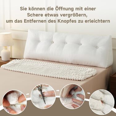 Подушка-книжка Z-hom, клиноподібна подушка, подушка для читання для ліжка та дивана, затишна подушка для спини, практична бічна кишеня, знімний чохол, з круглою подушкою для голови (версія з довгим ворсом, 150 * 50 * 20 см) 150*50*20 см