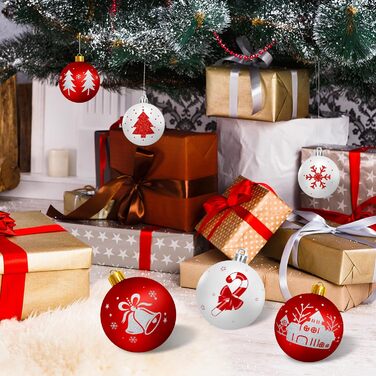 Пластикові ялинкові прикраси набір з 16 предметів червоно-білі Arbolisse