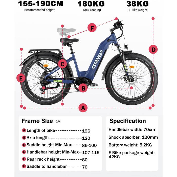 Електричний велосипед HANEVEAR для дорослих, змінний акумулятор 21Ah 48V, фетбайк 250W 85Nm, максимальний запас ходу 120 км, подвійні масляні гальма, гірський електровелосипед 26x4.0&39&39 для бездоріжжя