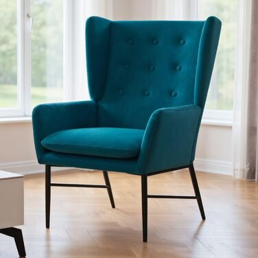 Одномісний диван-шезлонг, оксамитове м&39яке крісло з підлокітниками, м&39яке крісло для ванної кімнати, бічне крісло для балкону та вітальні (бірюзово-зелений) 67,5*73*98 см