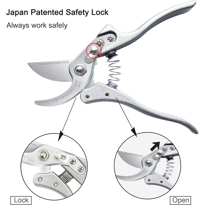 Садові ножиці з нержавіючої сталі, садові ножиці для зрізання квітів, обрізки рослин, дерев, живоплотів, бонсай, збору фруктів, зроблені в Японії, срібні