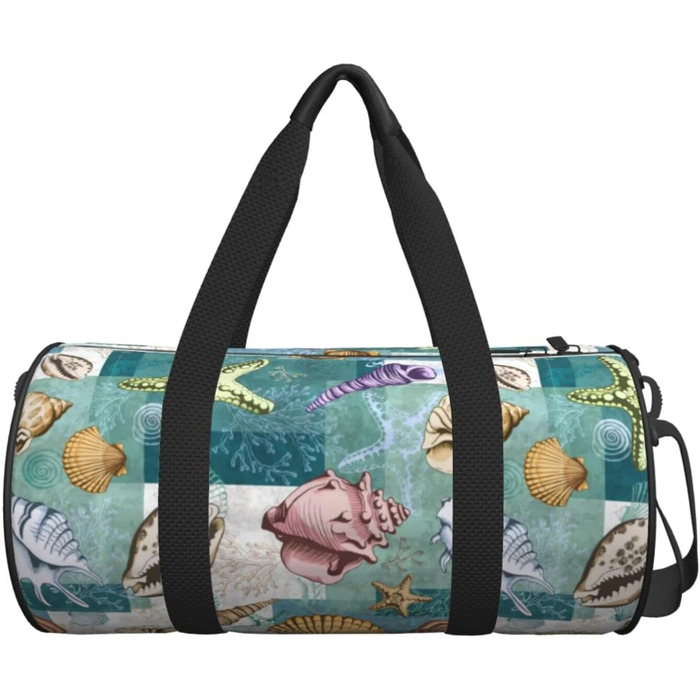 Дорожня сумка-циліндр з морським дизайном (мушлі, морські їжаки, гребінці), спортивна сумка для чоловіків та жінок, пляжна сумка, спортивний баул
