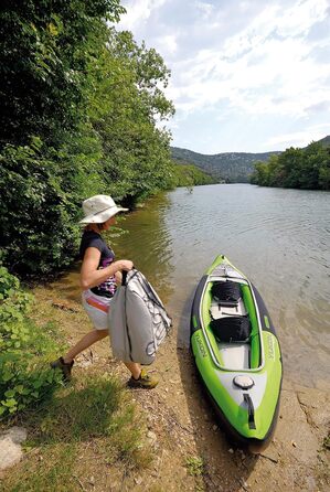 Надувний каяк Sevylor Yukon, канадське каное Надувний каяк Sevylor Yukon, двомісний складний каяк, включаючи сумку, манометр та плавник, 382 x 98 см