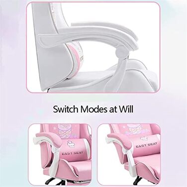 Офісний стілець для гонок зі штучної шкіри з високою спинкою, регульованою спинкою та підставкою для ніг. Ергономічний дизайн для офісу, спальні, комп&39ютера та ігор. Рожевий колір, підходить для професійних геймерів. FANDIAO White Одна сторона