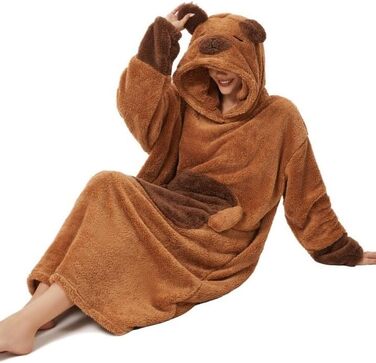 Великогабаритна ковдра з капюшоном, светр, картата, унісекс, з великою кишенею для телевізора, ковдра, універсальний розмір, подарунок на зиму, Cocooning Capybara One Size