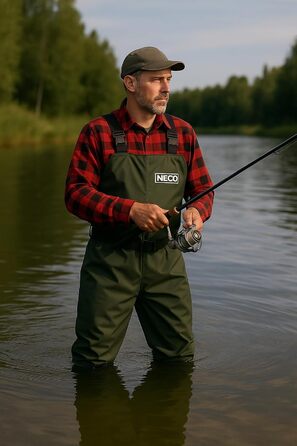 Водонепроникні вейдерси NECO з чобітьми, унісекс рибальські штани з ПВХ з регульованими ремінцями, штани для ставка, штани для захисту від повені для рибалок, сільського господарства, садівництва та обслуговування водотоків, розмір 46