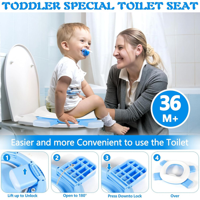 Дитяче сидіння для унітазу GUHAOOL, горщик для подорожей 3-В-1, складний дитячий горщик із 40 сумками для горщиків, сидіння для пр