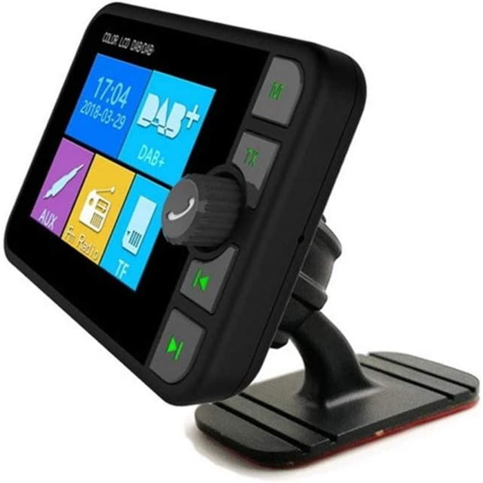 Автомобільний MP3-плеєр, Автомобільний музичний плеєр Bluetooth-передавач, Автомобільний DAB Цифровий радіоадаптер Передавач частотної модуляції Автомобільний комплект Bluetooth MP3 без допомоги рук з РК-дисплеєм, чорний