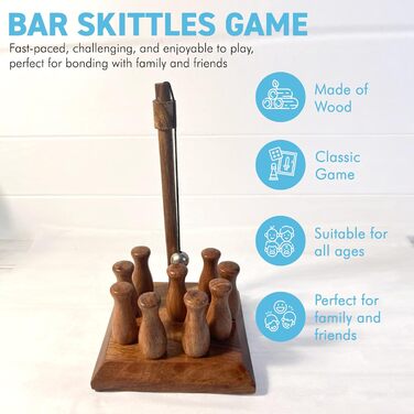 Набір Bar Skittles (Настільні кеглі) ручної роботи з масиву дерева