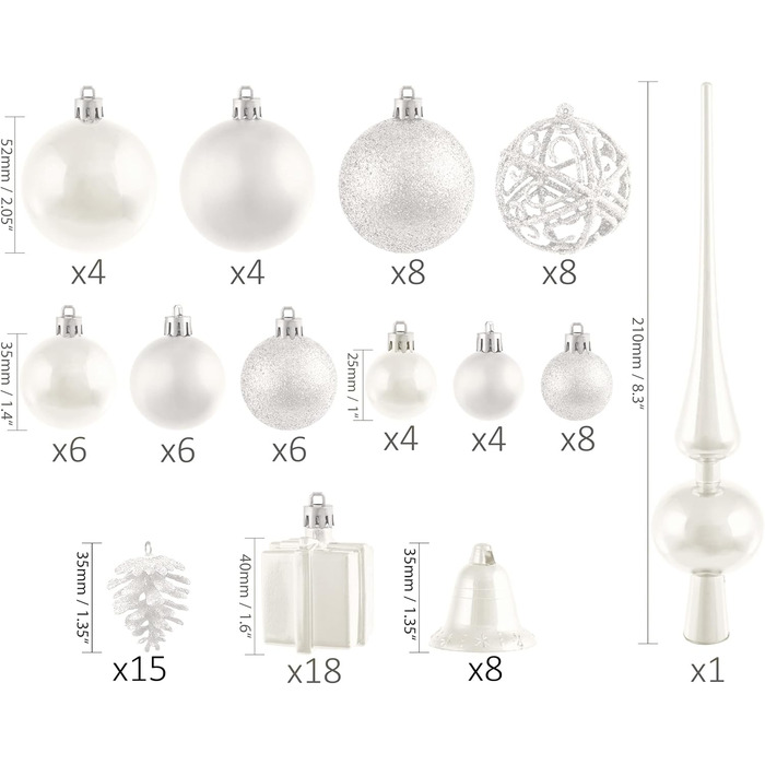 Набір різдвяних кульок із 100 предмета BRUBAKER