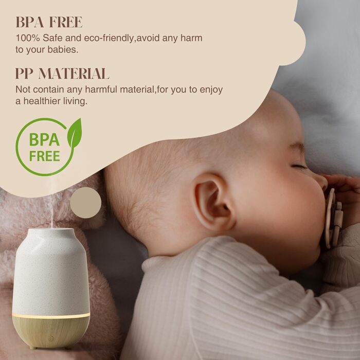 Аромадифузор SALKING, керамічний ультразвуковий ароматерапевтичний дифузор для ефірних олій, з функцією автоматичного вимкнення, теплий білий, світло-білий дифузор з текстурою дерева для домашнього офісу або йоги