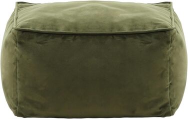 Табурет Icon Amara, оливково-зелений, пухнаста оксамитова тканина, оксамитова крісло-мішок, пуф з наповнювачем, пуф для ніг для вітальні, декор для вітальні, оливковий 88Г x 40Ш x 24В см