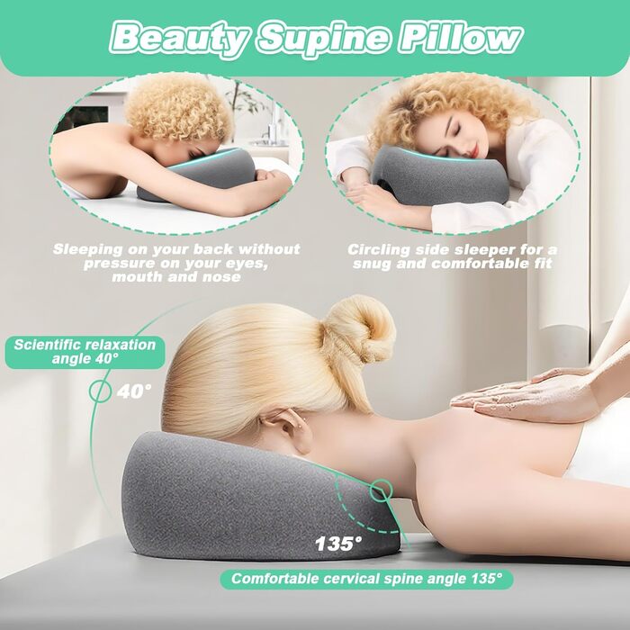 Масажна подушка з отвором для голови, масажний підголівник для ліжка, масажна подушка-колиска для обличчя, U-подібна подушка для обличчя з піни з пам&39яттю форми, подушка з повітропроникним отвором для столів, спа-салонів, салонів, масажних ліжок