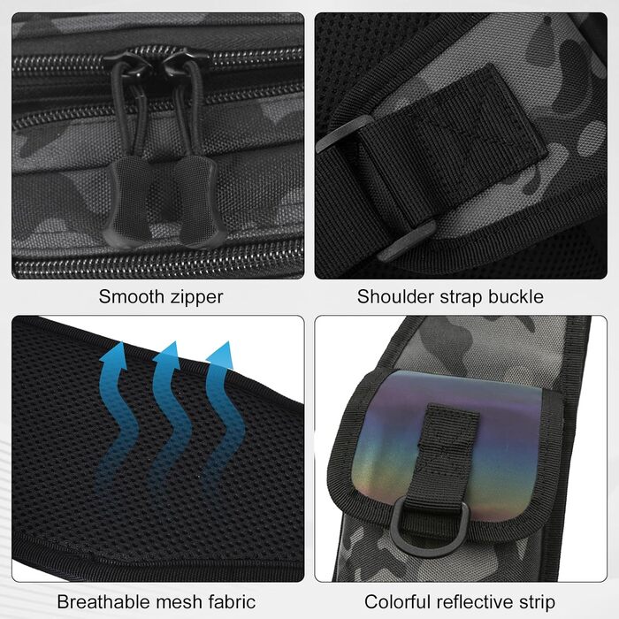Рибальська сумка Dokeno Sling, наплічна сумка для риболовлі, чорна водонепроникна сумка для рибальських аксесуарів, рибальське спорядження, зносостійка сумка через плече для походів на природі Риболовля Кемпінг Полювання