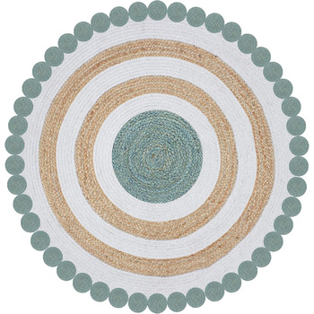 Килим з важкого матеріалу, гофрований, круглий, 30,5 см, бежевий, чорний, круглий килим, килим кілім, гребінчастий край, джутовий