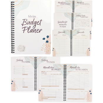 Планувальник бюджету BeginnerBudget (німецька мова) Домашній зошит (144 сторінки) 100 конвертів Виклик заощадження для готівки прозора папка A5 Планувальник для заощадження грошей Організатор для ощадної книги (планувальник бюджету)