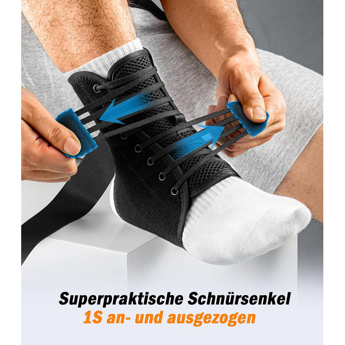 Бандаж для гомілковостопного суглоба при розтягненнях зв&39язок, застібка на липучці, дихаючий, з 2 опорними накладками, стабілізатор для жінок та чоловіків, профілактичний бандаж для стопи, спортивний (BK-чорний, XL) BK-чорний XL