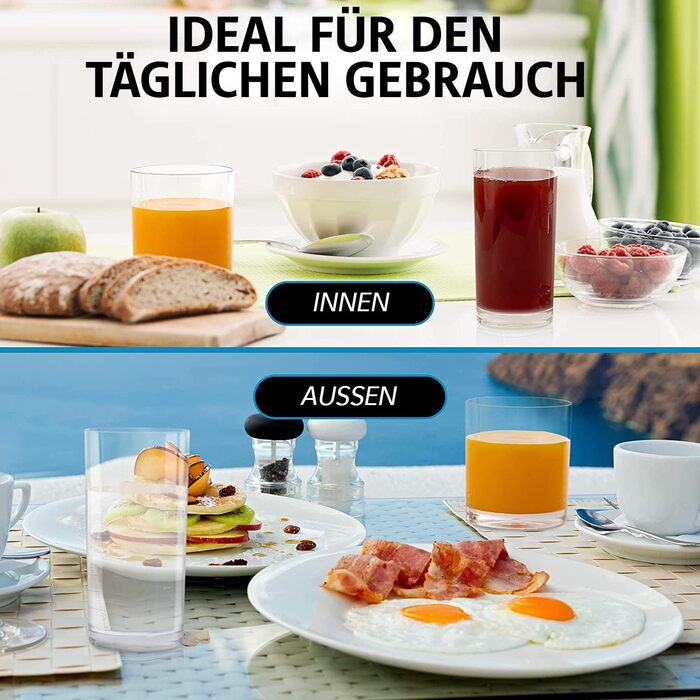 Пластикові стакани для пиття, що не б'ються, 8 шт. , прозорі, по 4 шт. и 340 мл і 473 мл, акрилові стакани для кухні - не б'ються,