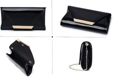 Жіноча лакована сумочка-клатч для вечірок, чорна
