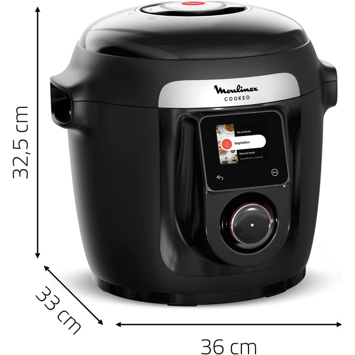Мультиварка-скороварка Moulinex Cookeo Wi-Fi 10-в-1, 10 режимів приготування, покрокові інструкції, CE96G810, чорна