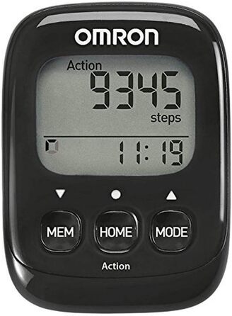 Крокомір OMRON Walking Style IV, чорний, 3D-сенсор для точного вимірювання, вимірює аеробні кроки, відстань та спалені калорії з пам&39яттю, режимом дії та великим дисплеєм, простий у використанні