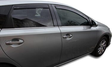 АВТОМОБІЛЕБУДУВАННЯ Вітровий дефлектор підходить для Auris Hatchback 2013-2018, Heko Rain Deflector, чорний, тонований, комплект з 4 шт. , передній, задній, аеродинамічний, проста установка