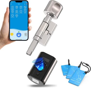 Електронний дверний замок із відбитком пальця WELOCK Touch61, циліндр замка передніх дверей, біометричний відбиток пальця та карта RFID, робочий додаток Bluetooth IP65 для дверей 30-70 мм