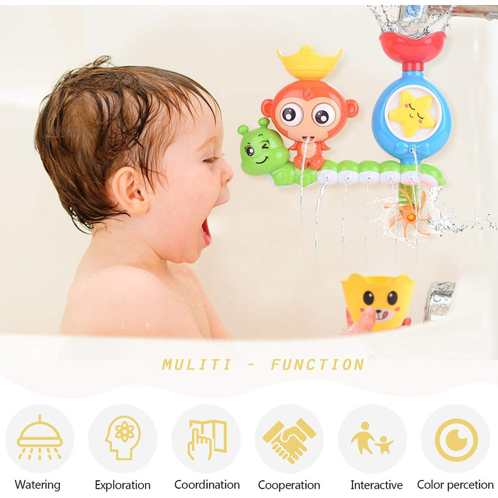 Іграшки для ванни HellDoler, іграшки для ванни Водоспад Водна станція зі складеною чашкою Фонтан Іграшки для душа для дітей
