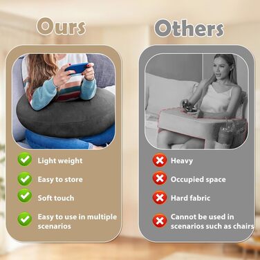 Подушка для читання для ігор, подушка для книги з підлокітником, U-подібна подушка для колін, ергономічна подушка Crealis, подушка для в&39язання гачком, опорна подушка для ліжка/дивана/підлоги для читання, гри, роботи, в&39язання гачком, темно-сіра