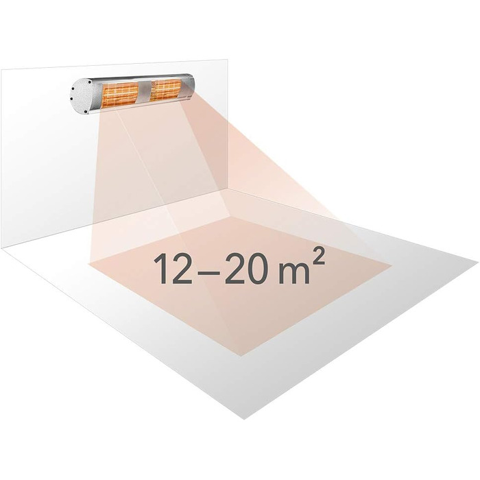 Інфрачервоний обігрівач TROTEC IR 3050 3000 Вт, 3 режими нагріву з дистанційним керуванням, технологія низького рівня відблисків, водонепроникний IP65, безшумний, ідеально підходить для патіо та ресторанів, 3000 Вт, сріблястий