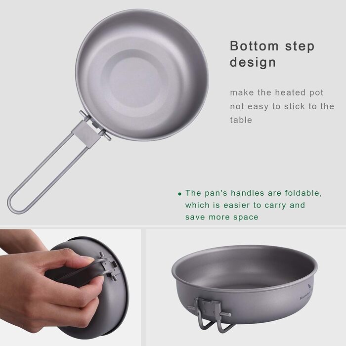 Безмежна подорож Титанова сковорода зі складною ручкою Відкрита кемпінгова сковорода Посуд Титанова сковорода Ti15170B
