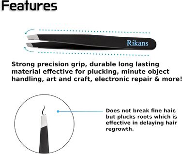 Набір пінцетів Rikans 4 предмети - Набір прецизійних пінцетів нержавіюча сталь - Професійний пінцет для вищипування брів, видалення волосся на обличчі, скалок