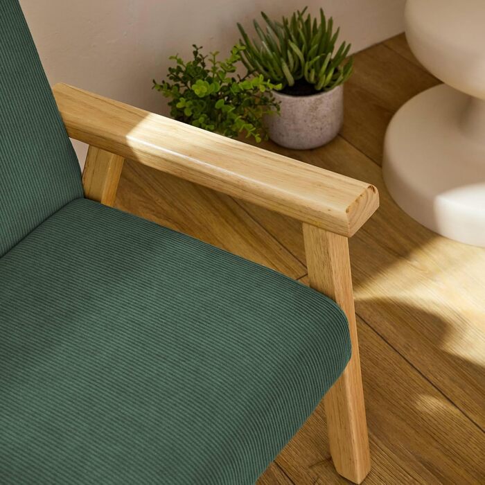 Дитяче крісло з дерева та вельвету кольору хакі, ISAK Ш 47 x Г 43,5 x В 50 см