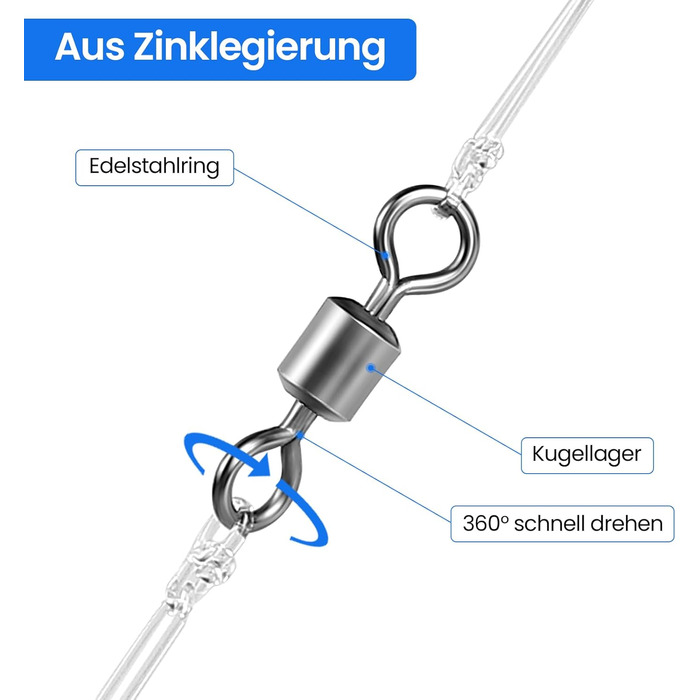 Рибальські вертлюги Sinofort 230 шт. Рибальські вертлюги із застібкою 6 розмірів Застібки Набір вертлюгів для риболовлі Набір вертлюжних бочок із вертлюгом для вертлюгів у морській воді Аксесуари для риболовлі Повороти 2 4 6 8 10 12