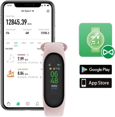 Фітнес-трекер з відстеженням активності, пульсометром з лічильником артеріального тиску та калорій - Легкий годинник з крокоміром - Тривалий час роботи від батареї - Розумний годинник для жінок та чоловіків, сумісний з iOS/Android