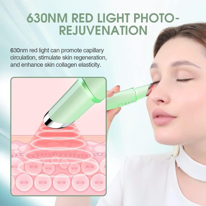 Масажер для очей TOUCHBeauty, ультразвуковий масажер для очей з функцією нагрівання 40 та червоним світлодіодним світловим терапевтичним пристроєм проти старіння проти зморшок, що перезаряджається AG-1980KG (зелений)
