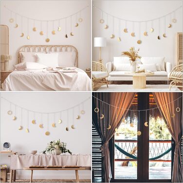 Гірлянда Brmeday Фази Місяця, прикраса стін бохо, Місячна гірлянда естетична кімната настінний декор вітальні, спальні, гірлянди б