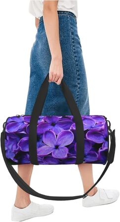 Спортивна сумка для подорожей, фіолетова з квітковим принтом, дорожня сумка на ніч, чорна, універсальний розмір