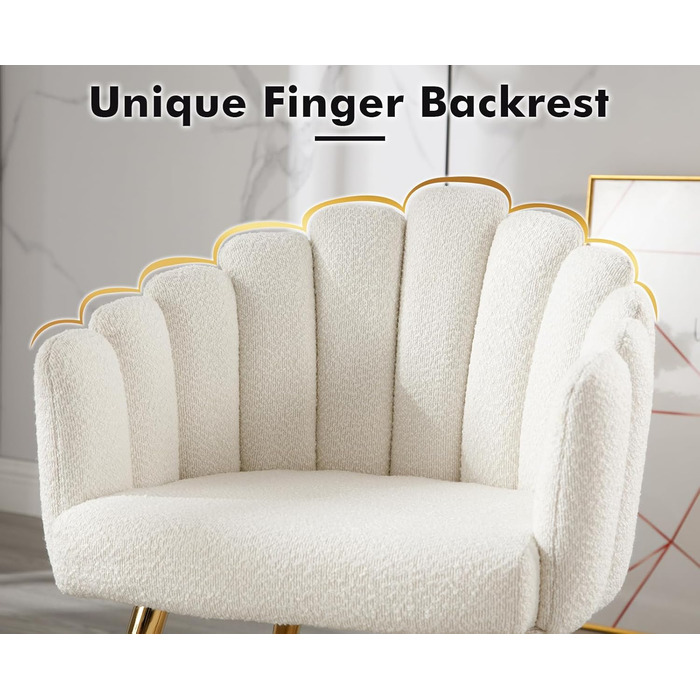 Крісло Chairus зі штучного хутра для вітальні, сучасне м&39яке крісло з металевими ніжками, розслаблююче крісло для спальні та балкону (біле)